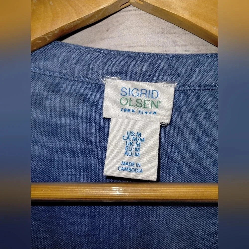 Sigrid Olsen Button Down Blouse Blue size Medium … - image 2